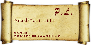 Petróczi Lili névjegykártya